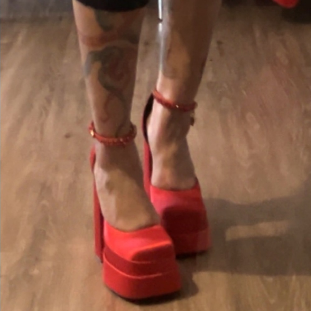 Versace Aevitas Medusa Head Charm Double Platform Heels